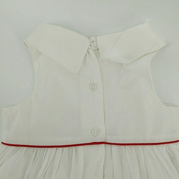 Janie and Jack White Eyelet Formal Holiday Red Navy Flower Dress 6-12 Months - Picture 11 of 12